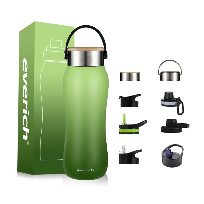 everich top seller double wall stainless steel water bottle with bamboo lid customization color