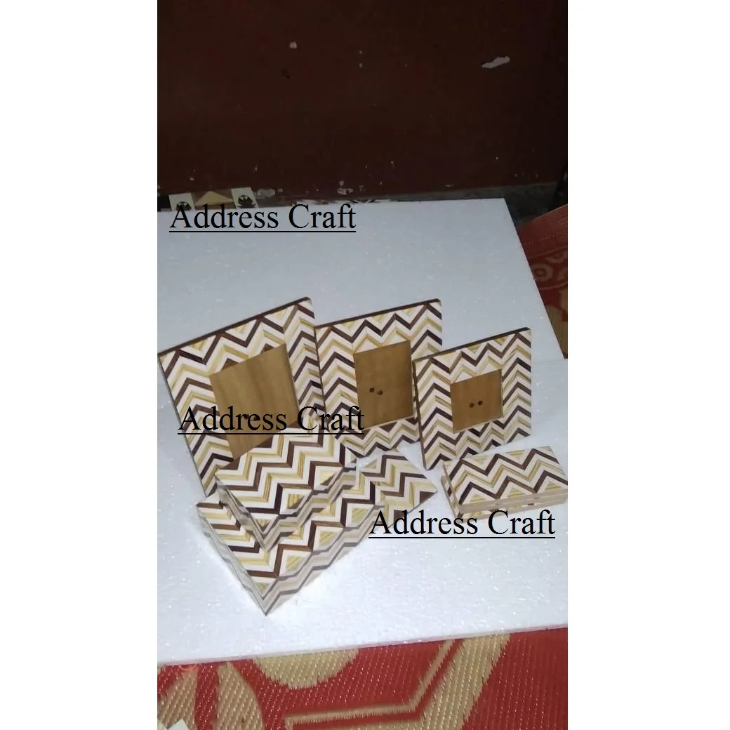Handmade Bone Inlay Wooden Modern Pattern Photo Frame Furniture And Coaster Box Christmas Decor For Wedding Gift Home Decor