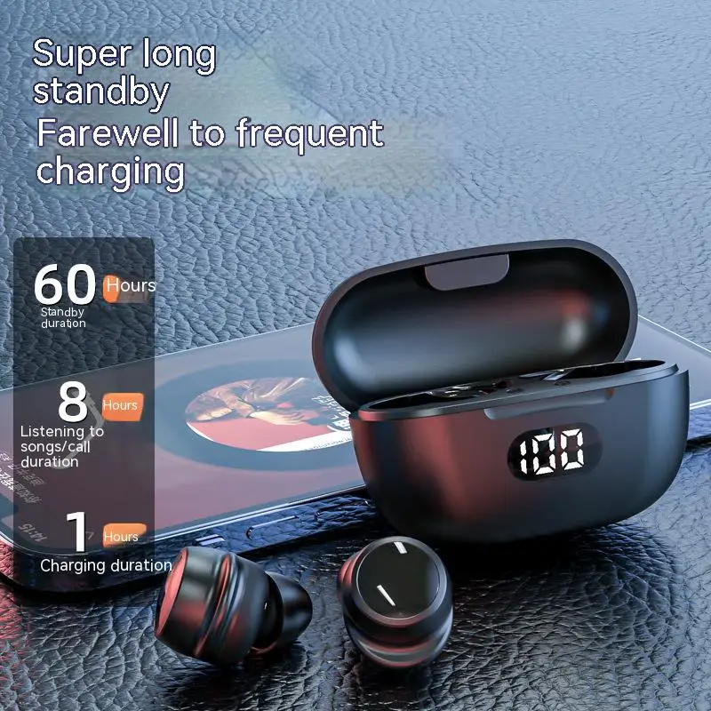 T58 popular private model wireless Bluetooth headset digital display call noise reduction mini bean-type BT headset
