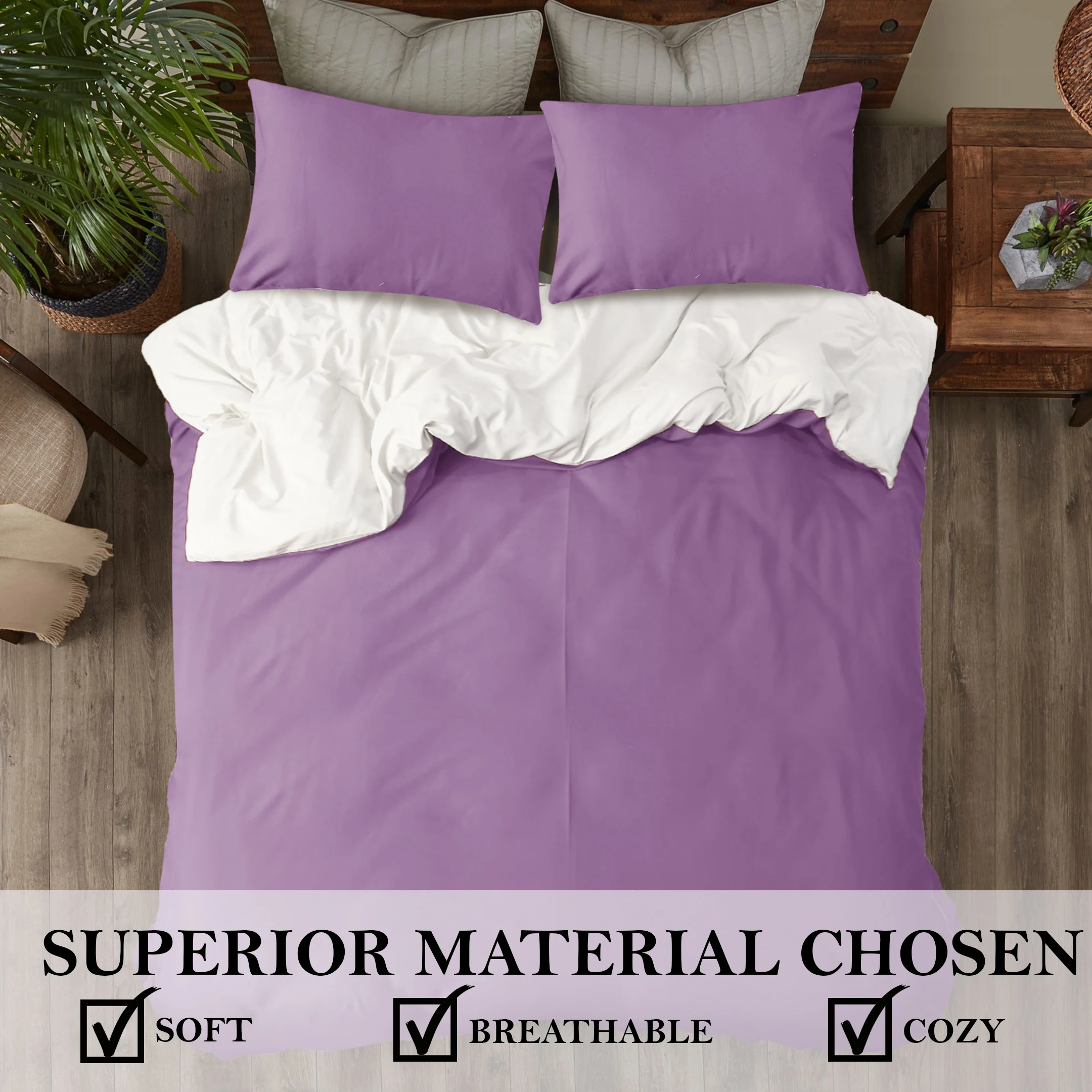 High Quality custom Purple & Silver Reversible Duvet Cover Set bedding set