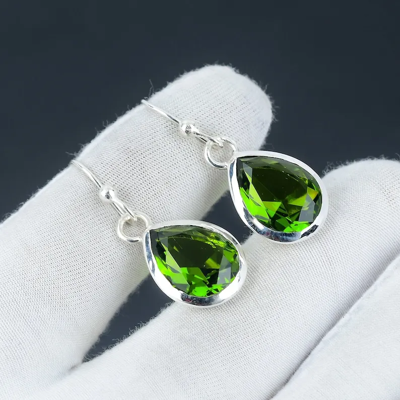 Multi Color Stone Earring Avant Grade Love Earring Bezel Set Earring 925 Silver Dangle Earring Anniversary Gift Birthday Gift