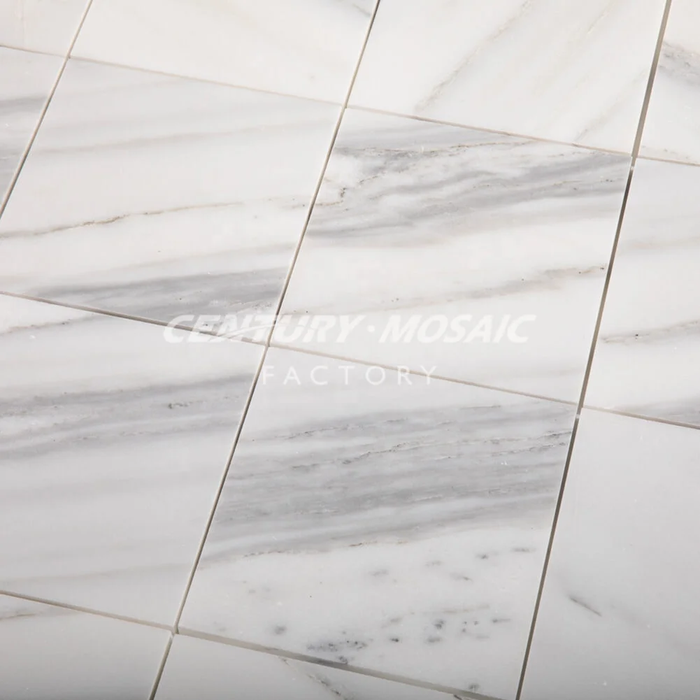 Centurymosaic Wholesale Lasa Bianco White Marble Stone with Gray Veins Wall Floor Tile Prices