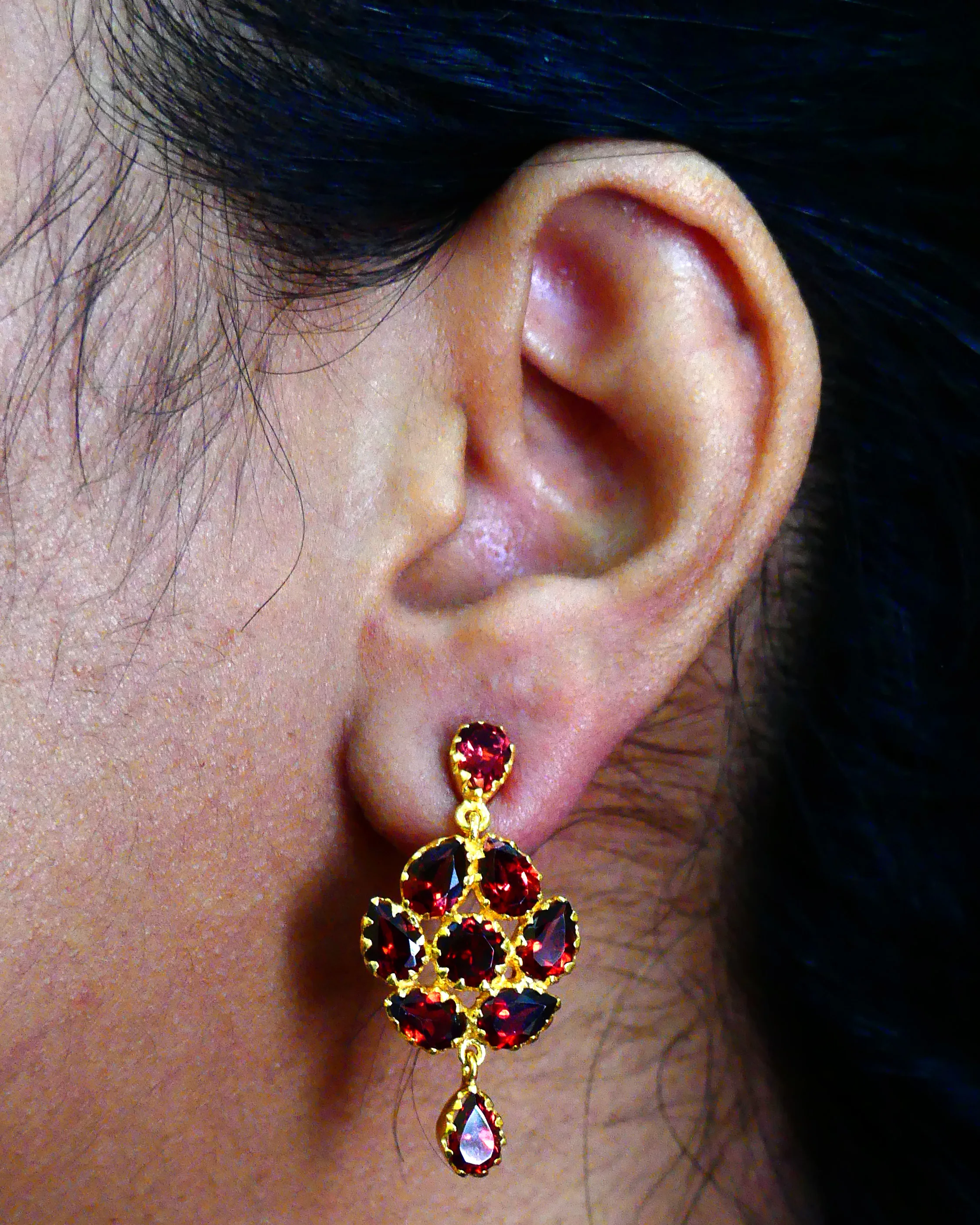 Traditional Sterling Silver 925 Handmade Party Wear Garnet Gemstones Elegant Women Wear Wedding Earrings