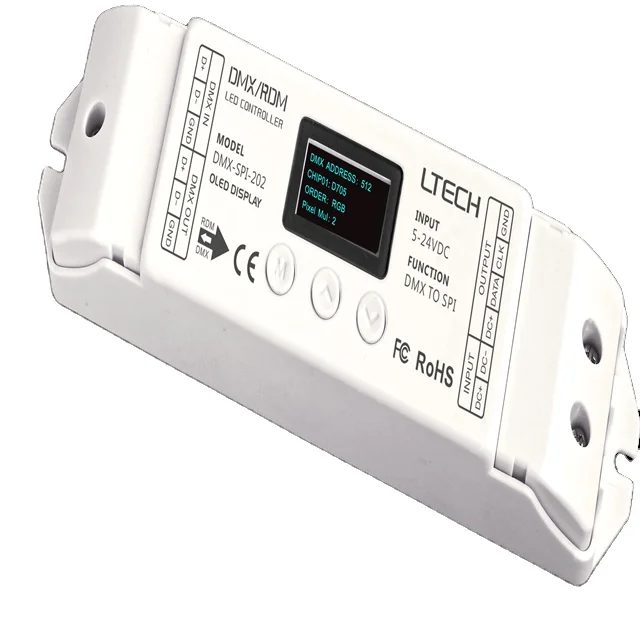 LTECH DMX-SPI-202 DMX to SPI ws2812 decoder DC12V LED dot light spi decoder DC12V TTL decoder