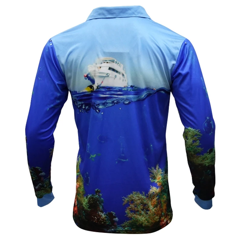 2022 New Latest Design Custom Wholesale Sublimation O-Neck Fishing Wear Jersey UV Protection Men Quick Dry Fishing Jerseys