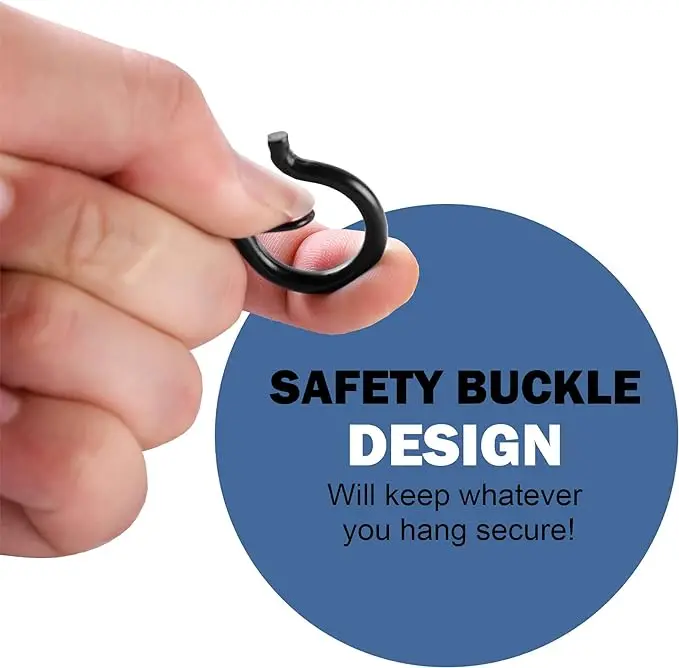 Household 20 Pieces Q Hanger Hooks Safety Buckle Windproof Screw Hooks for Hanging