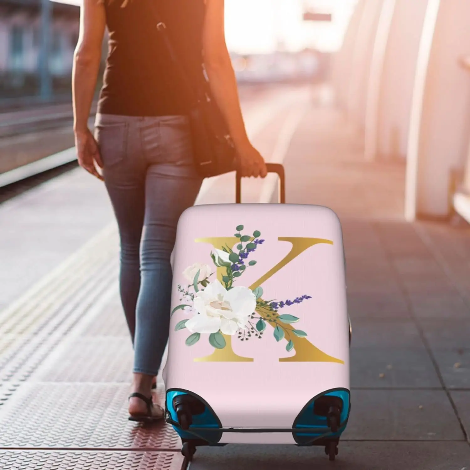 Custom Luggage Covers Elastic Washable Stretchable Scratch Resistant Suitcase Luggages Cover For Protection Kids & Adults