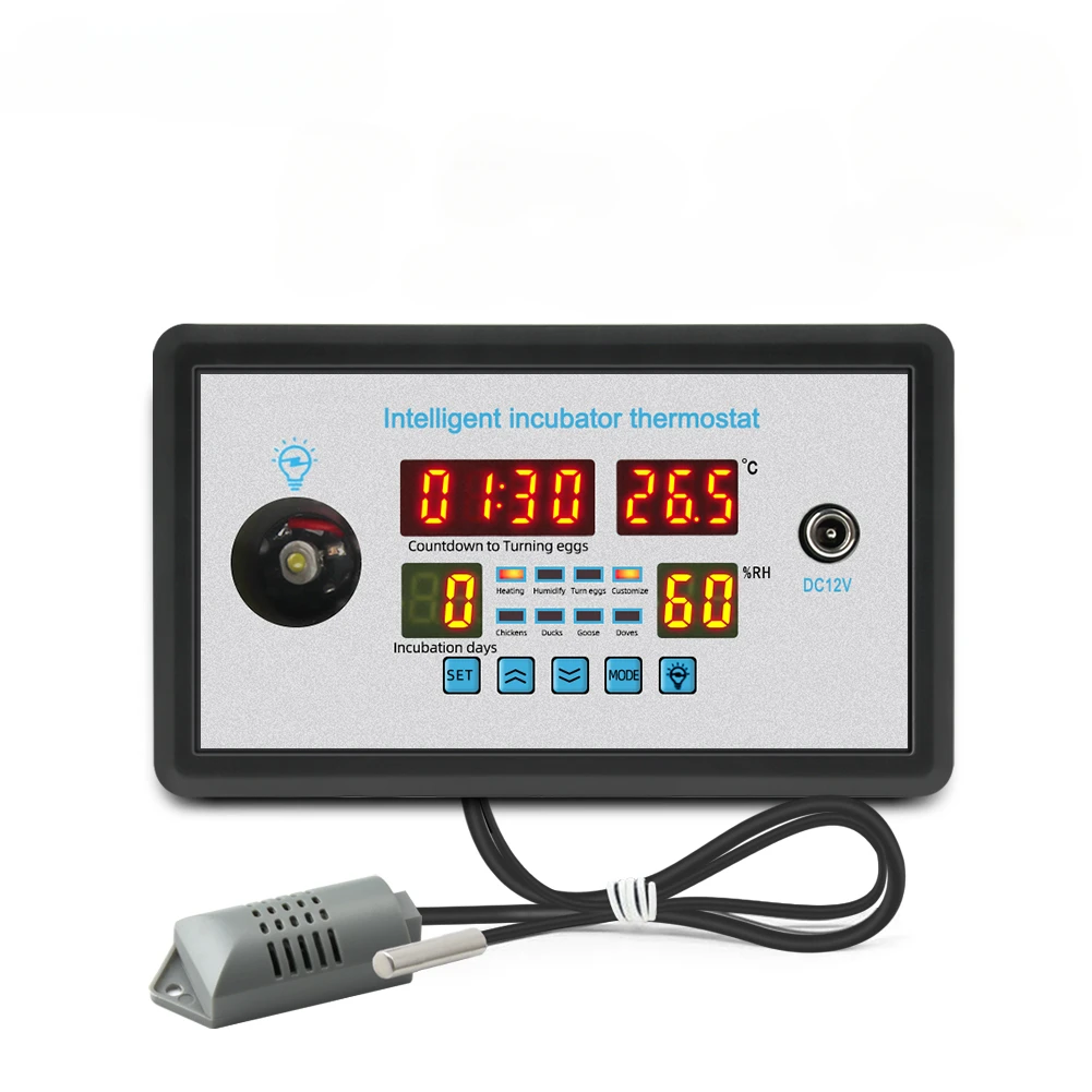 YK-W9002 Smart Thermostat 12V/220V Digital Thermostat 360 Automatic Egg Turning  Temperature Humidity Control Incubator