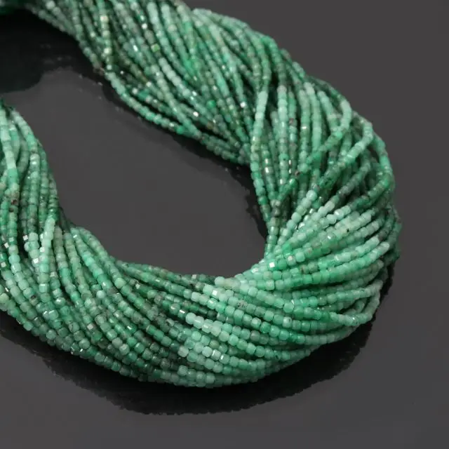 Trendy Green Shaded Emerald Wholesale Natural Micro Faceted Round Shape Loose Jewelry Making Beads