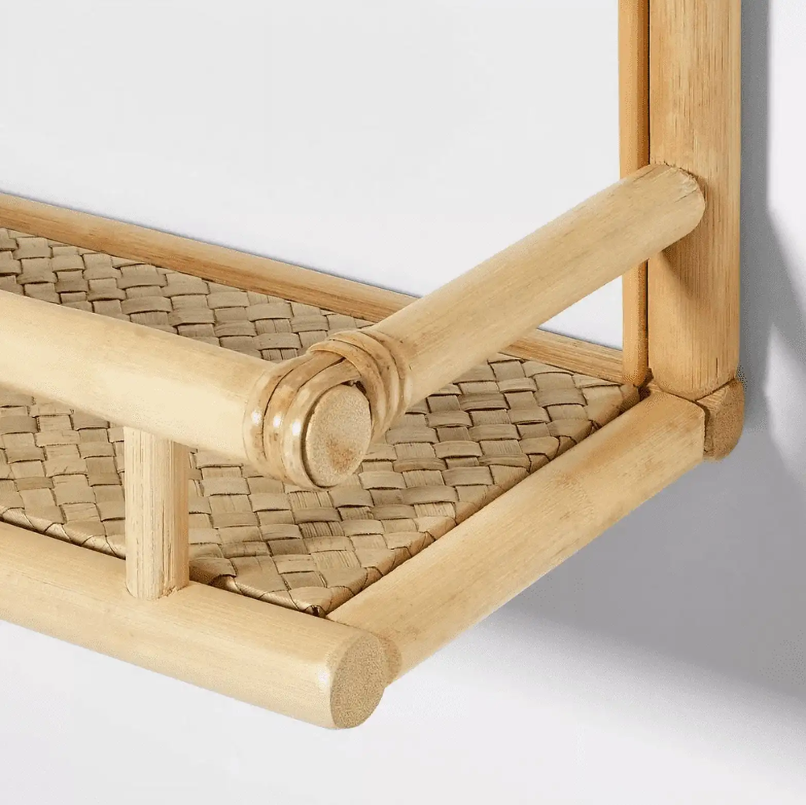 Wholesale price natural rattan decorative wall shelves rattan craft shelves for luxury home wall decorations