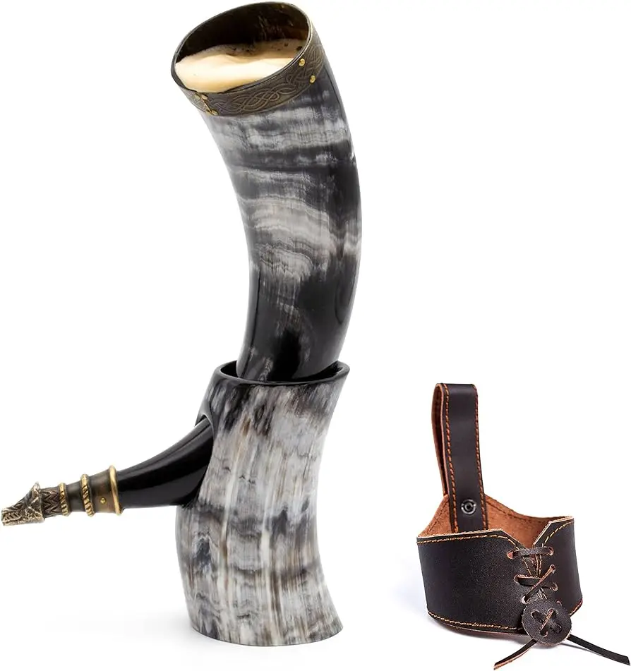 Top Grade Natural Hand Crafted Drinking Horn for Whiskey and Beer Drinking Buffalo and Ox Horn Drinking Horn for Sale