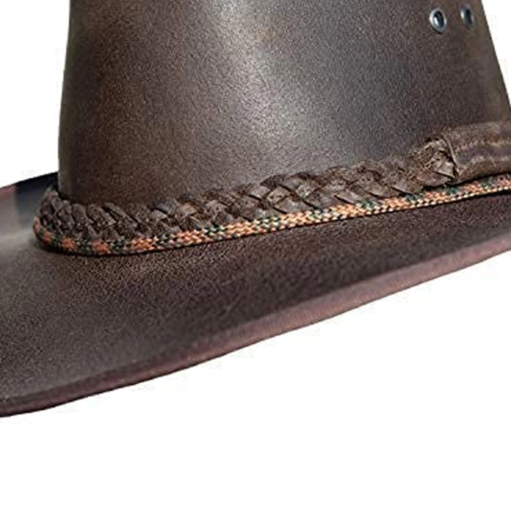 Best selling latest design custom color Genuine cow hide leather hats new fashion leather cowboy hat for sale