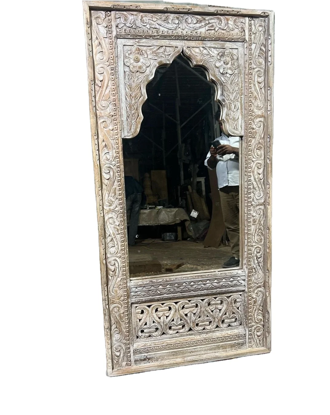 Antique Style Jharokha Mirror Indian Carved Wooden Rustic Indian Mirror Indian Furniture Distressed Mirror for Farmhouse