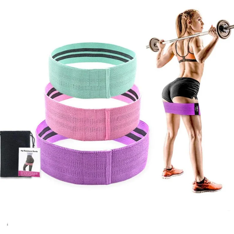 Wholesale Custom Logo Print Fabric Fitness Exercise Booty Hip Band Set Workout Loop Resistance Bands