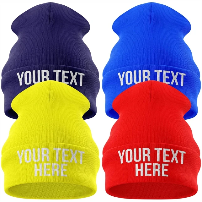 Purple Print House Personalised Beanie Hat - Custom Text Embroidered Beanie Winter Hat Personalised Gifts