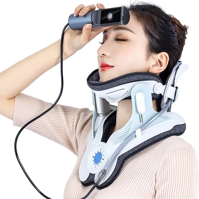 Alphay Adjustable Neck Traction Device Cervical Air Traction Collar for Effective Neck Pain Relief and Spine Alignment.