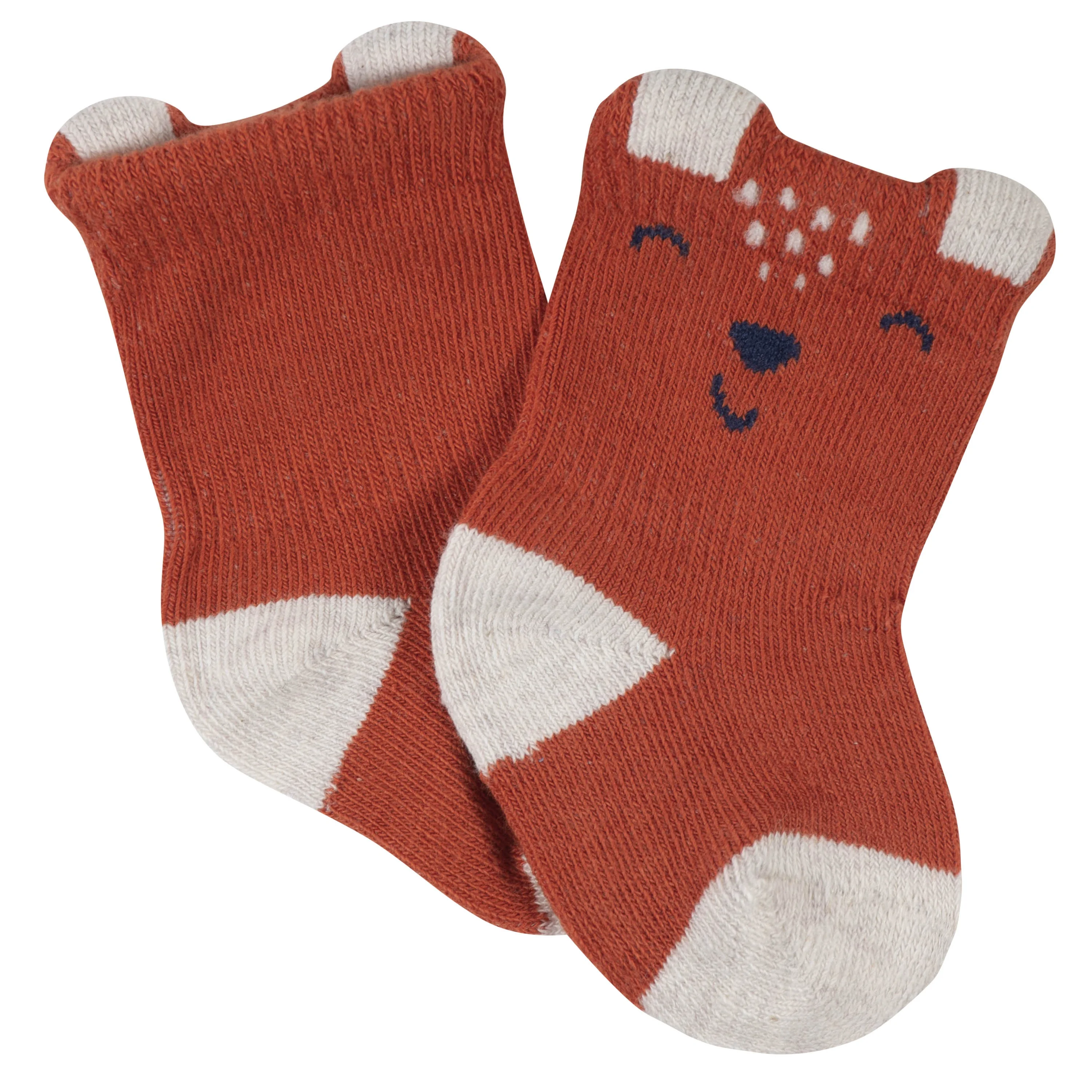 Gerber Unisex 6-Pack Baby Fox Wiggle-Proof Socks Size 0-3 Months for Newborns & Boys