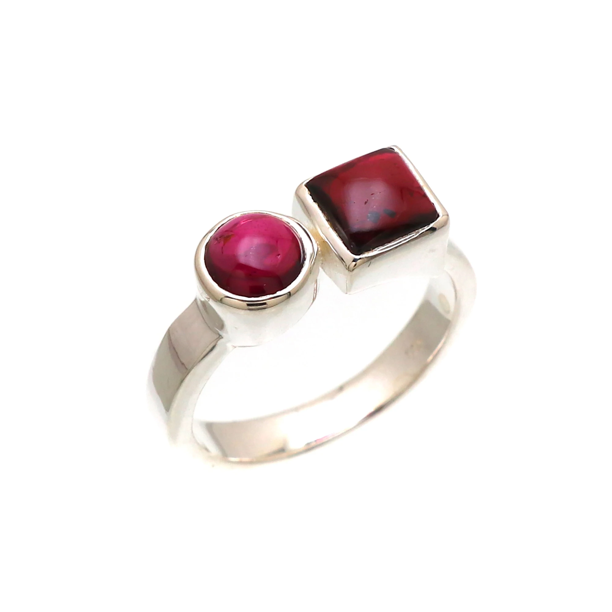 Wholesale Natural 925 Sterling Silver Ring Handmade Birthstone Wedding Party Gift Mom Wife Black Onyx Coral Garnet Amethyst