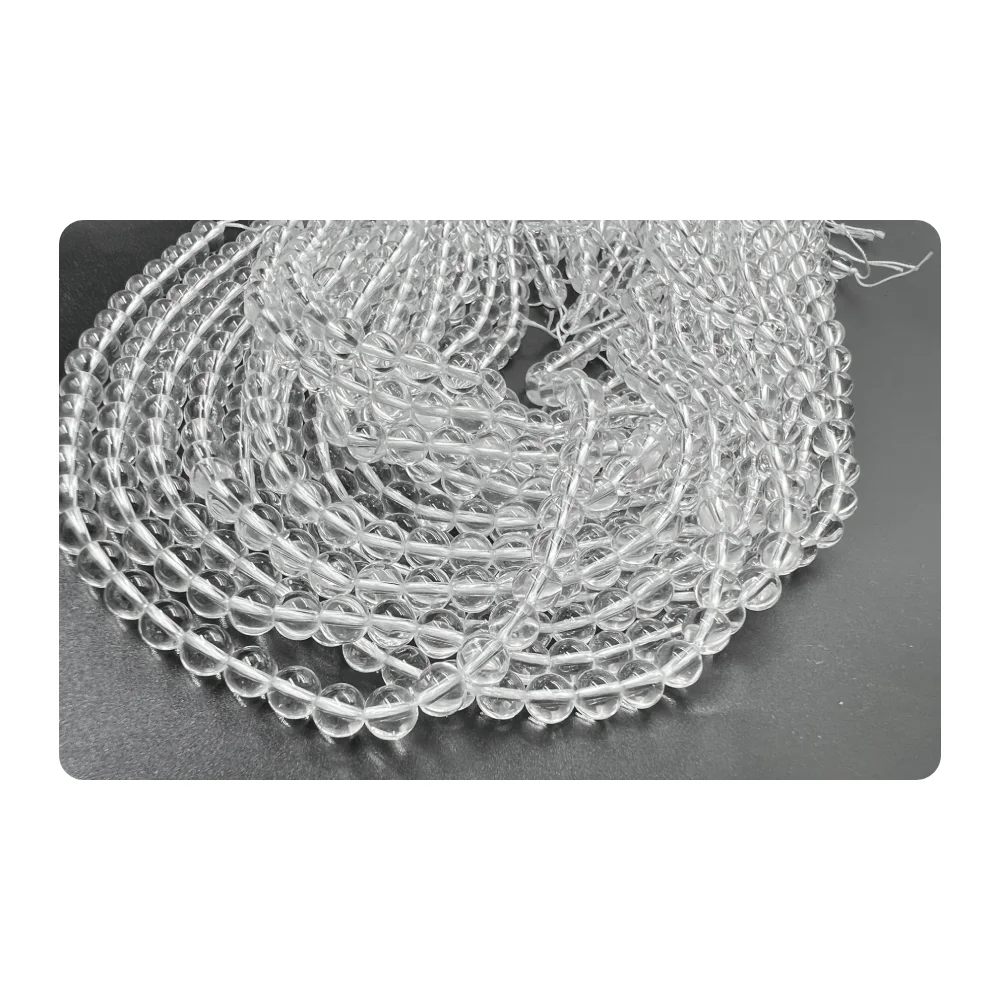 Natural Crystal Quartz Smooth Round Ball Beads 14 Inches Size 4mm, 6mm, 8mm, 10mm Gemstone Beads