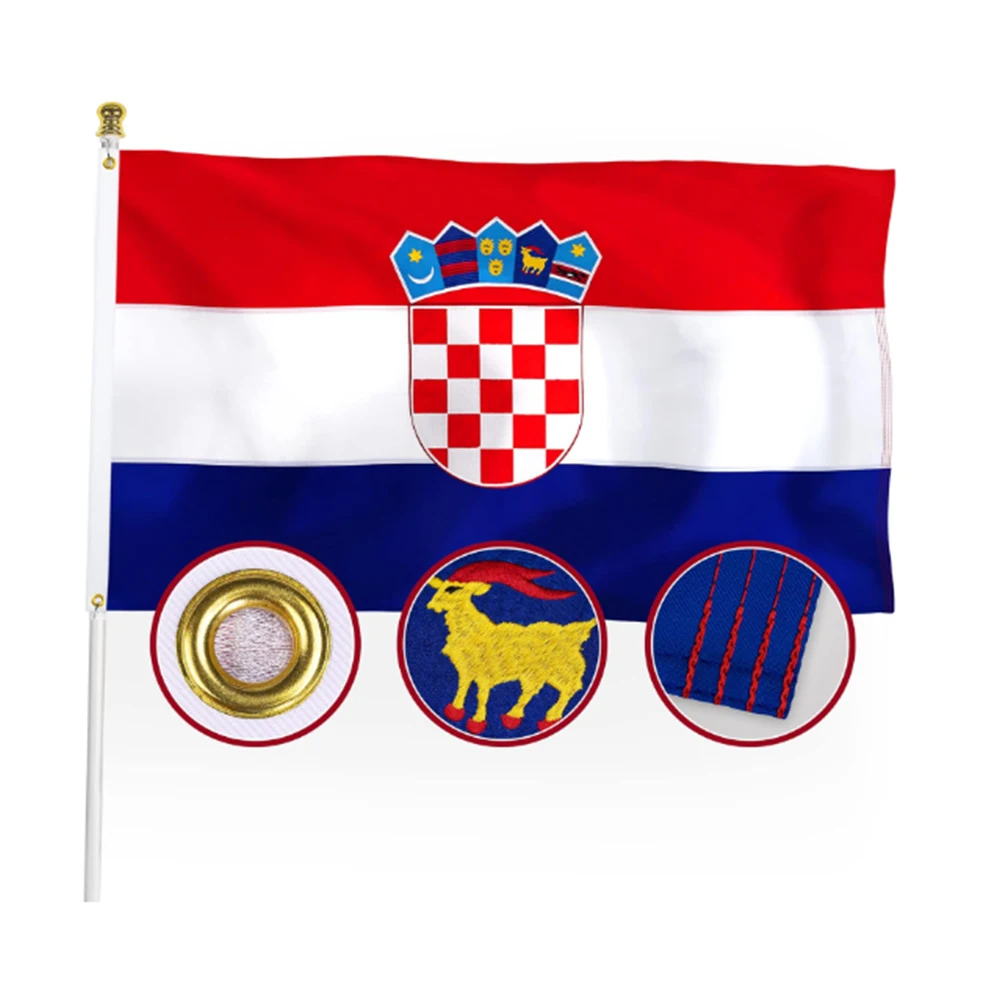 Euro 2024 Hot Selling 100% Durable Polyester 90x150cm customize 3x5 ft Flag Croatia ustase National Flag Of Croatia