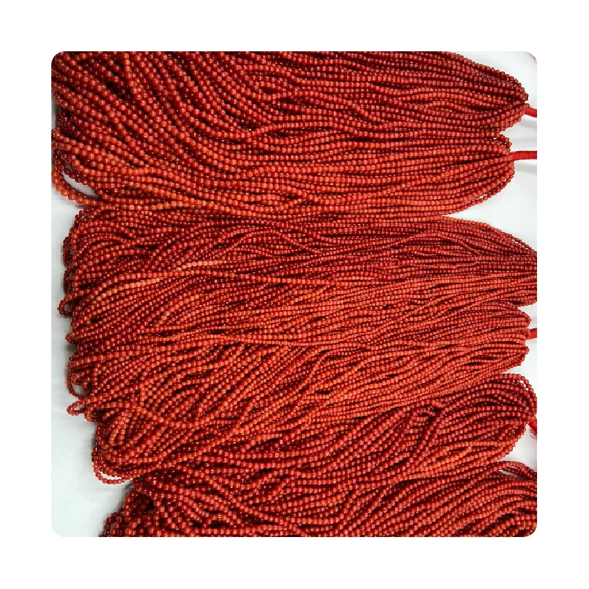 Custom Size Natural Italian Coral Smooth Round Ball Shape Beads Size 2.5 Mm to 3.5 Mm Approx 20 Inches Necklace Coral Beads