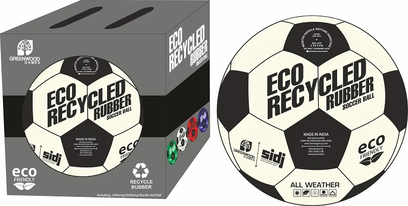 Top Quality Recycled Rubber Size 5 Soccer Ball 32 Panels Inflated available with Box for Players at Reasonable Price in India