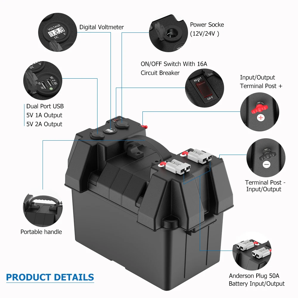 Portable Extra Battery 12V 24V 100Ah Lifepo4 Battery for Boat/RV/Backup battery