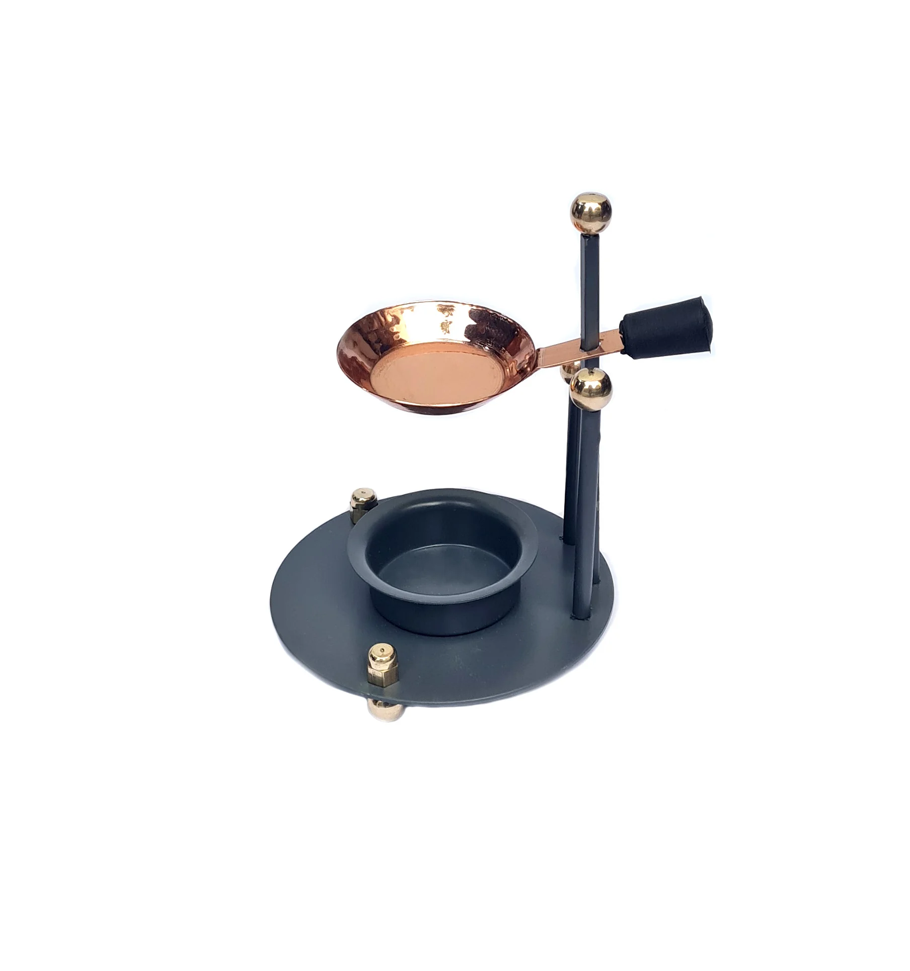 Real Brass Metal Incense Resin Charcoal Burner Stand with Adjustable Bowl Aroma Incense Lamp Gold Brass Religious Decorative