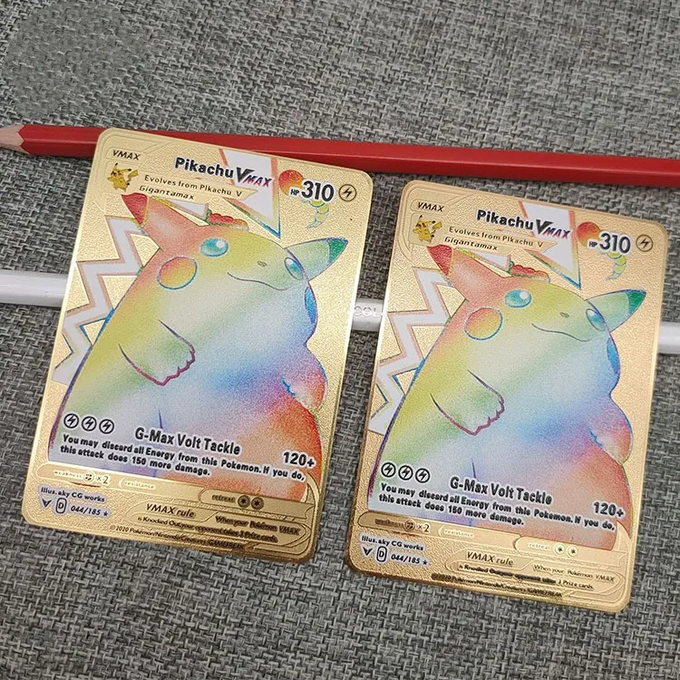 2023 Hot sale Poke mone metal cards Pocket Monster cards anime characters series poke-mon Playing Cards for kid gift