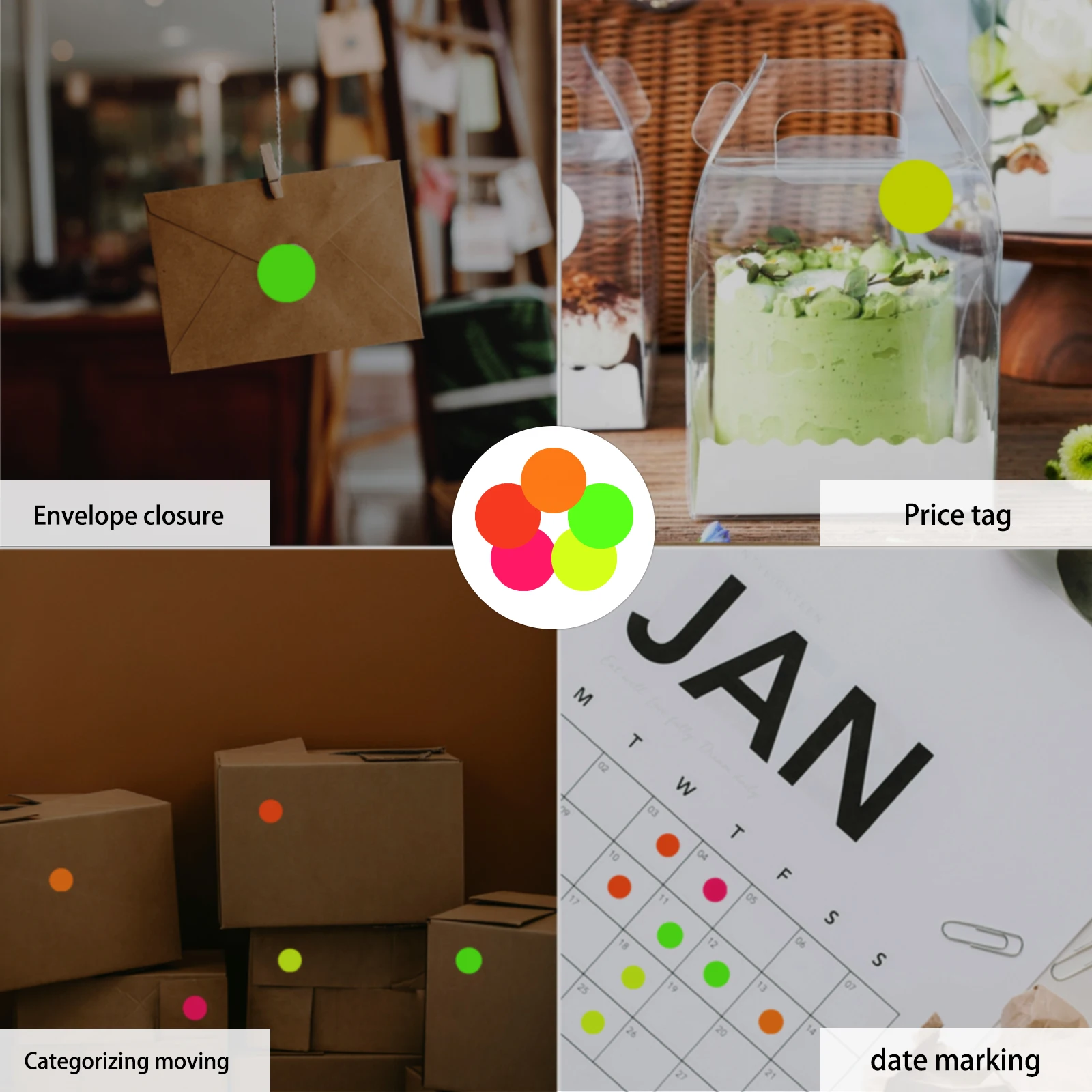 Multifunctional Fluorescent Dot Stickers Bright Eye-Catching Plastic Labels for Decoration & Safety Alerts Excellent Adhesion