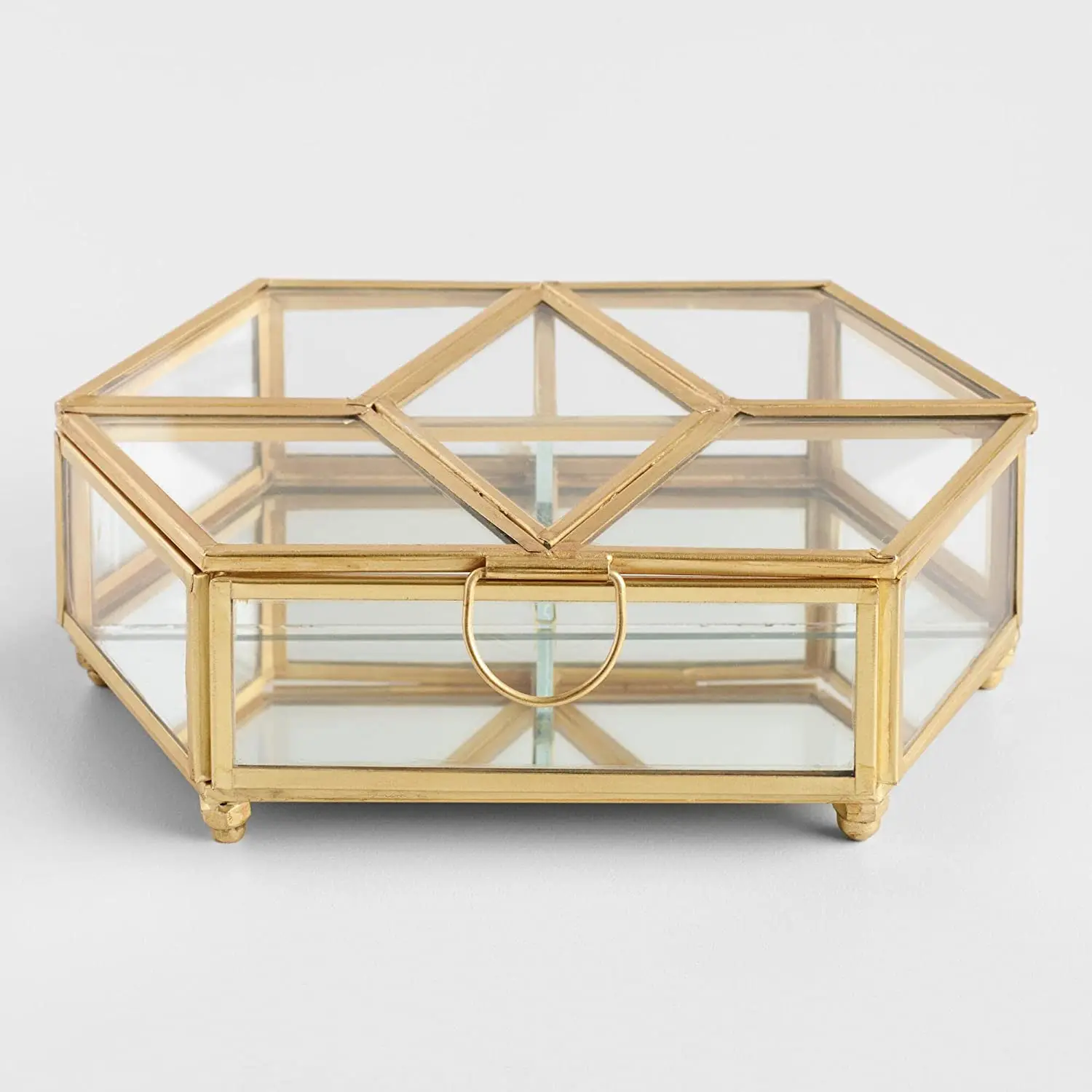 Hot Selling TopTrending Metal And Glass Material Decorative Storage Box Home Accessories Jewelry Box for Bangle and Necklace