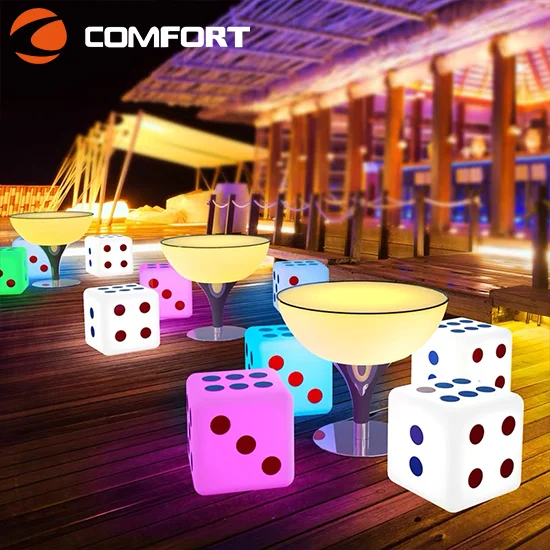 Portable Bar Table Customization Outdoor Modern Colorful Led Chair Table Rechargeable Led Furniture