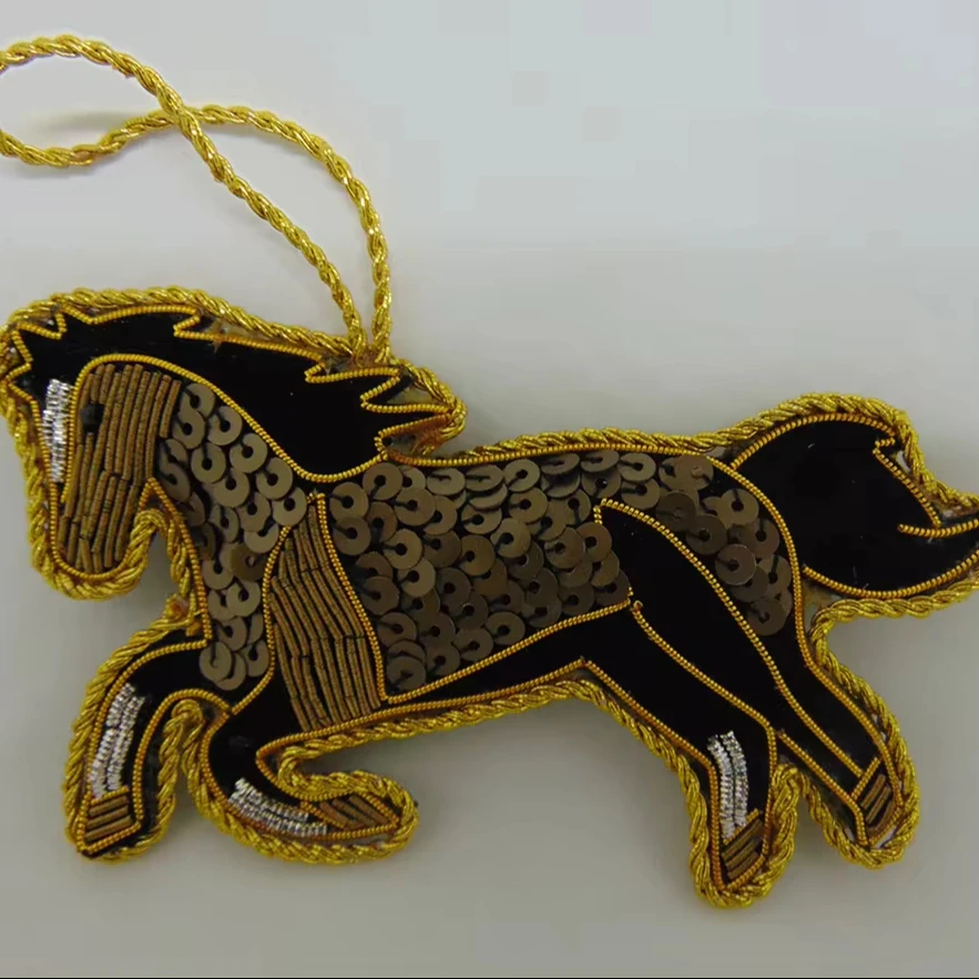 Luxury Decorations Xmas Decorative Hanging Ornaments Luxury Christmas Tree Decorations Hand Embroidery Running Horse
