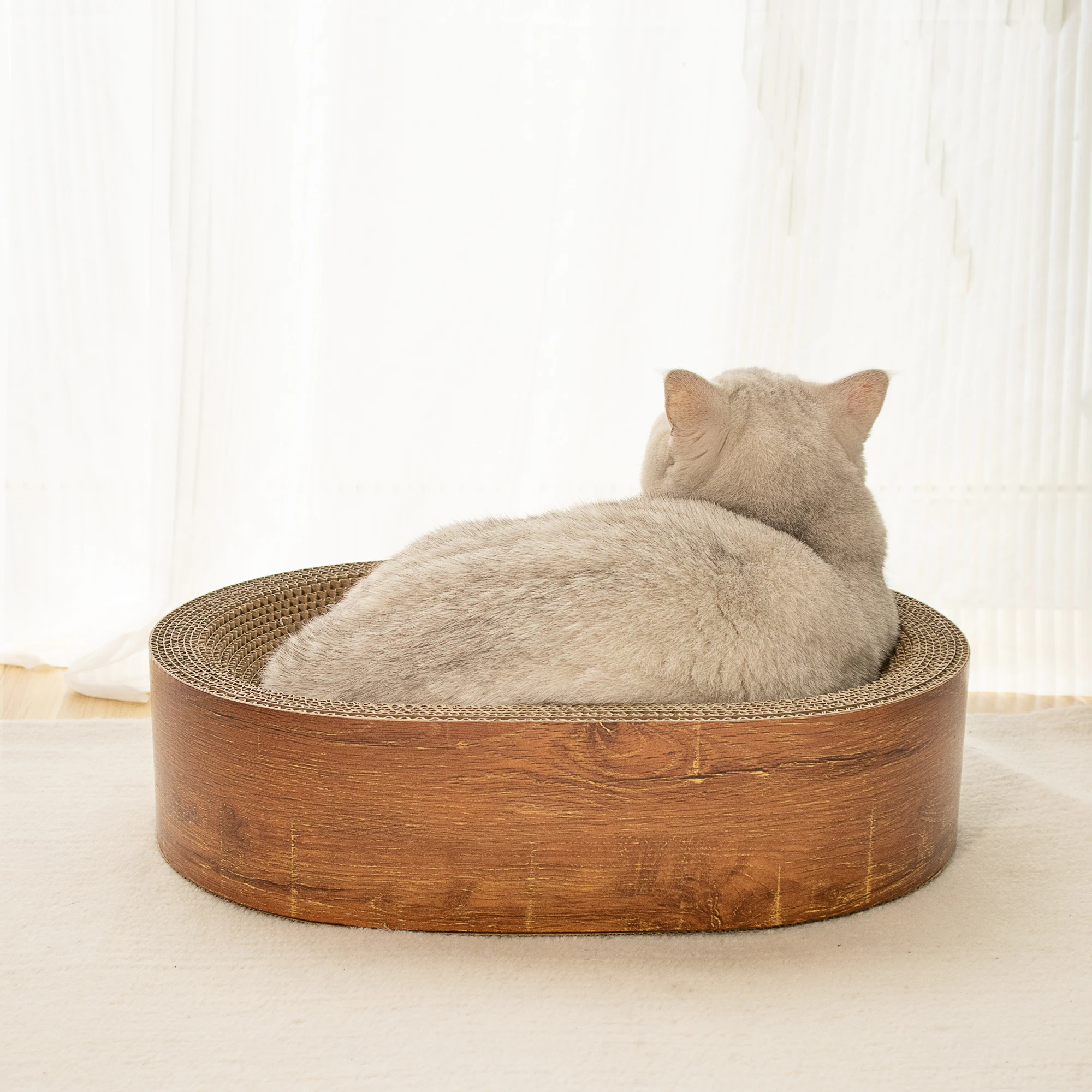 New Design Oval Cat Scratcher Corrugated Paper Sleeping Beds For Cats Nest