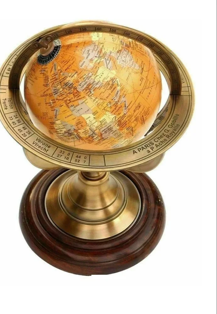 Armilarry Antique Nautical World Map Globe Ornament Table Top Decor Collectible For Use Home And Office  By Metal Overseas