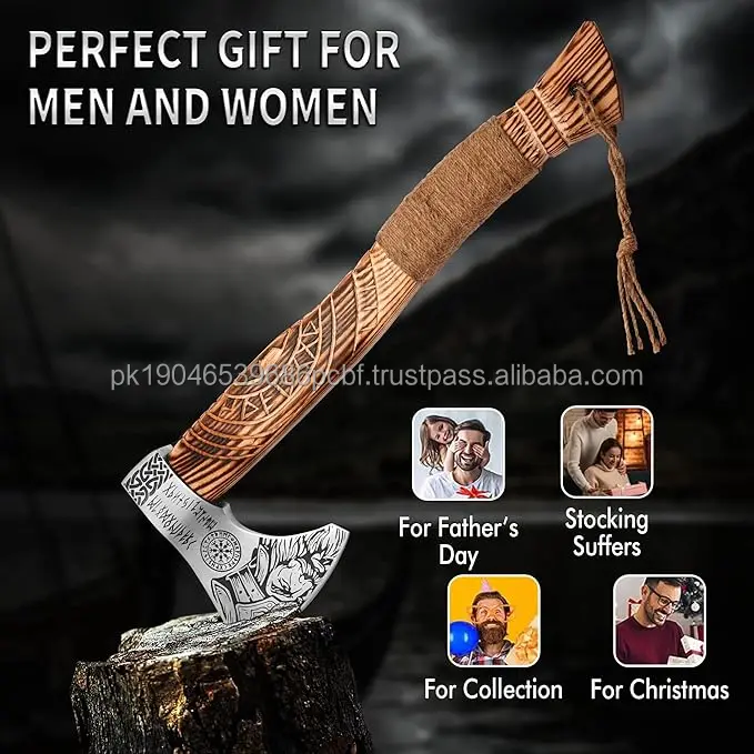 Viking Axe OEM Hatchet Carbon Steel Axe Head With Leather Sheath Tomahawk Industrial Grade Brand Axes Wholesalers Offer Bulk Buy