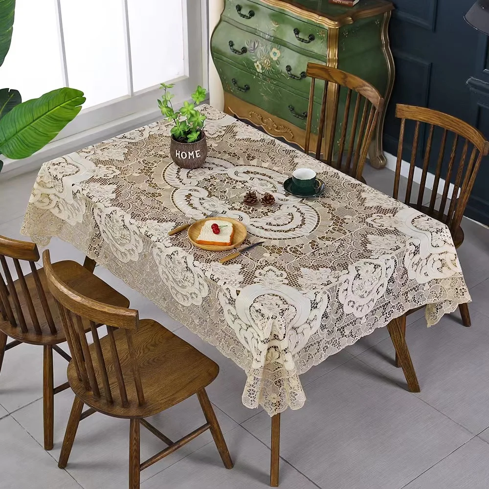 Embroidered tablecloth applique embroidered tablecloth Heavy duty embroidery cotton linen polyester tablecloth for rectangle