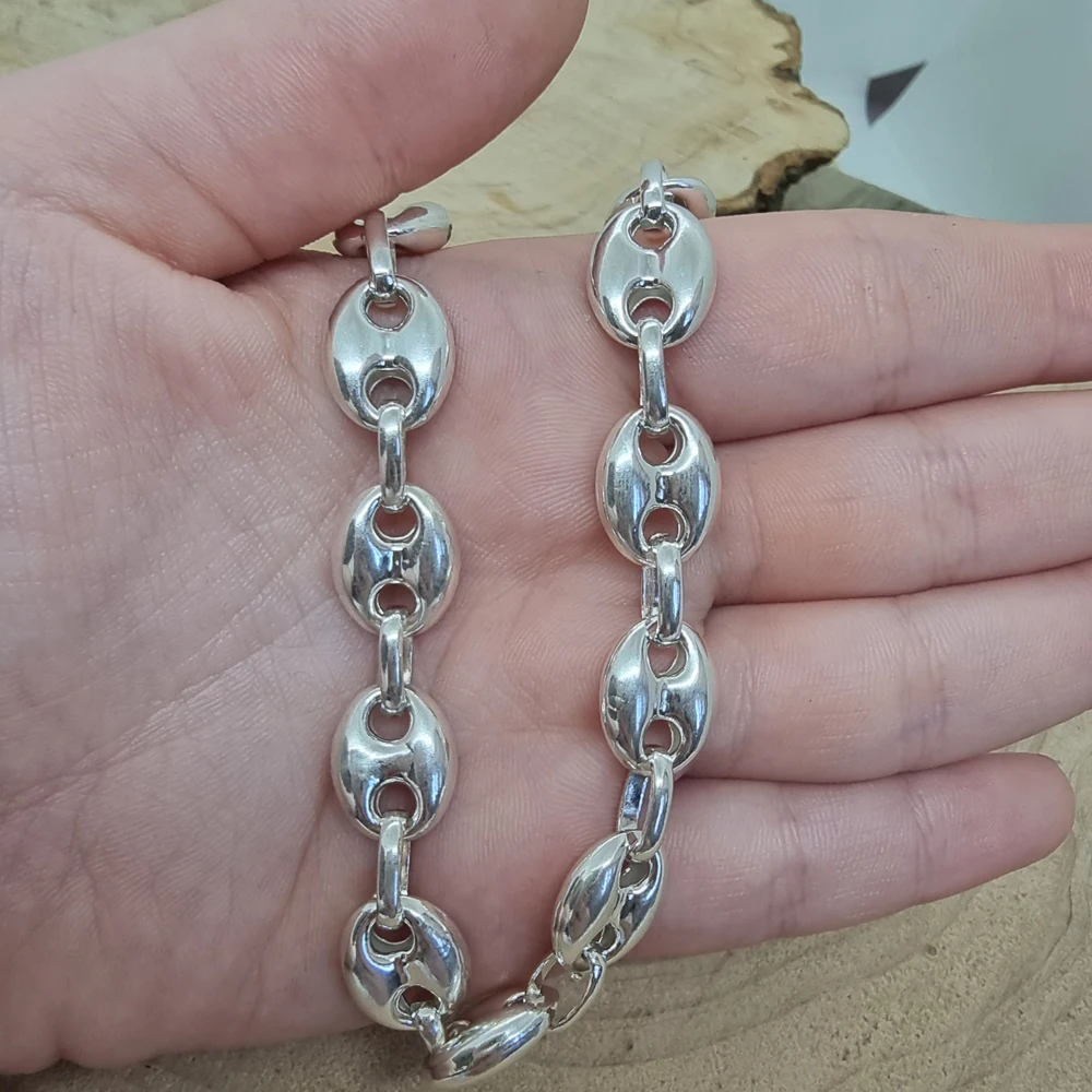 925 Sterling Silver Sailor Men Jewellery Coffee Bean Necklace Women Unisex Link Chain Wholesale Mens Jewelry Trendy Hot Sale