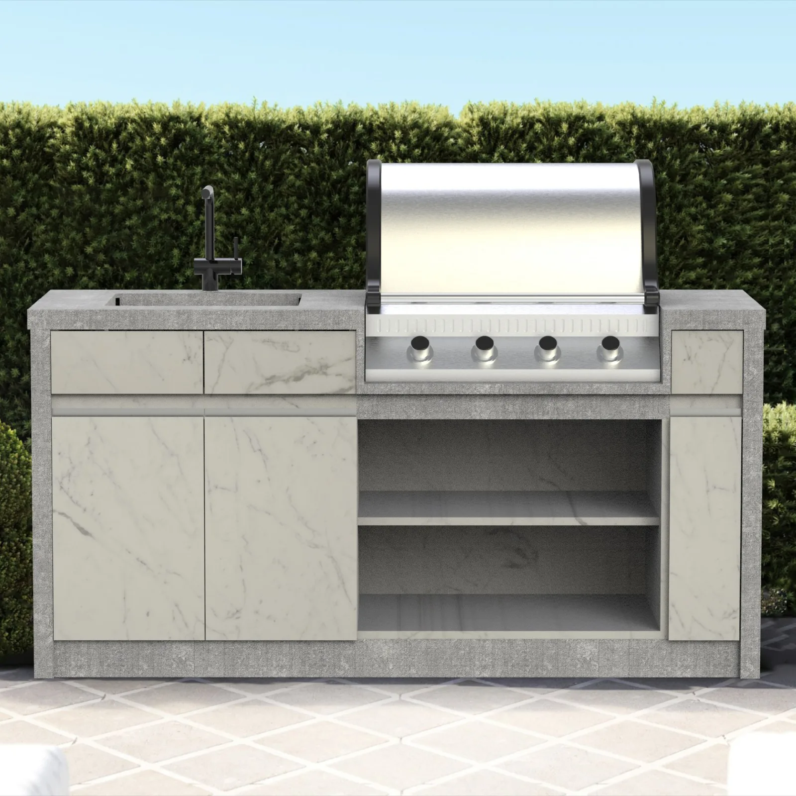BBQ stainless steel aluminum kitchen outdoor sintered stone  cabinet