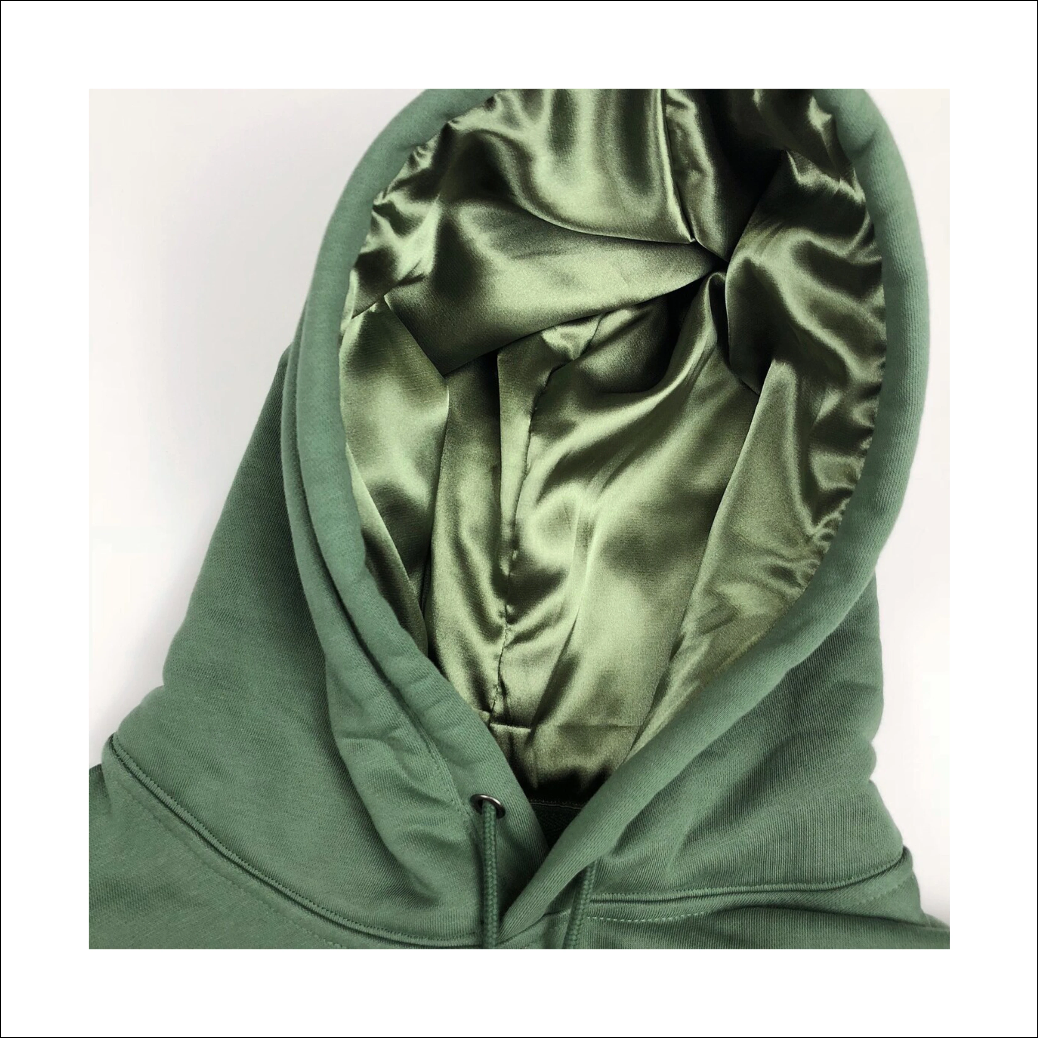 Luxury Custom 100 Cotton Fleece Sweatsuit Oversized Satin Lined Silk Hooded Hoodies-pure solid color satin lined hoodie for men