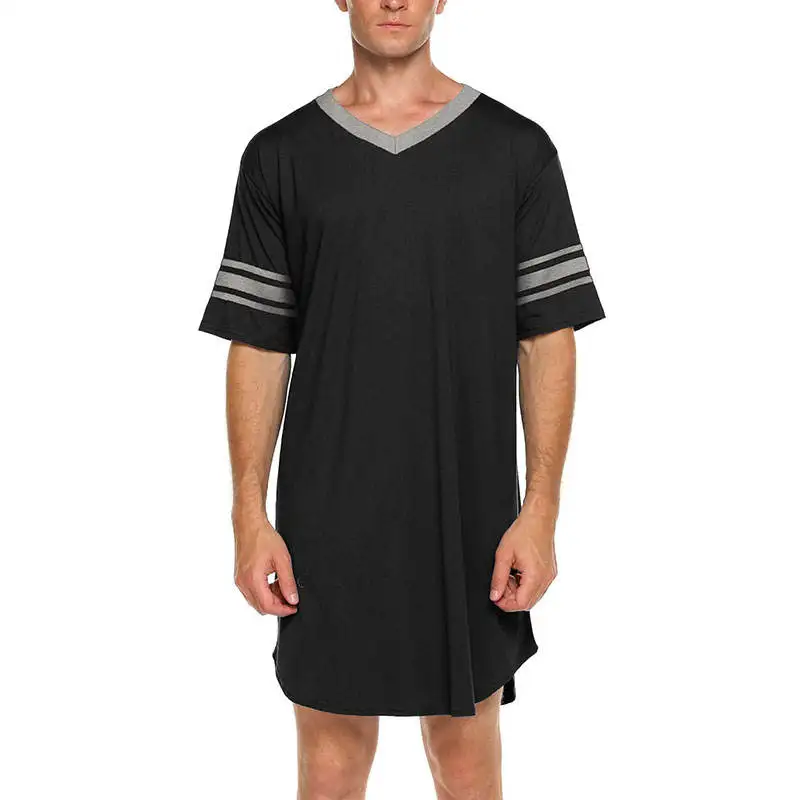 Customize Design Comfortable 180 Cotton Blank Long Night men Sleeping Shirts Breathable Sleep Tee Dresses For Women