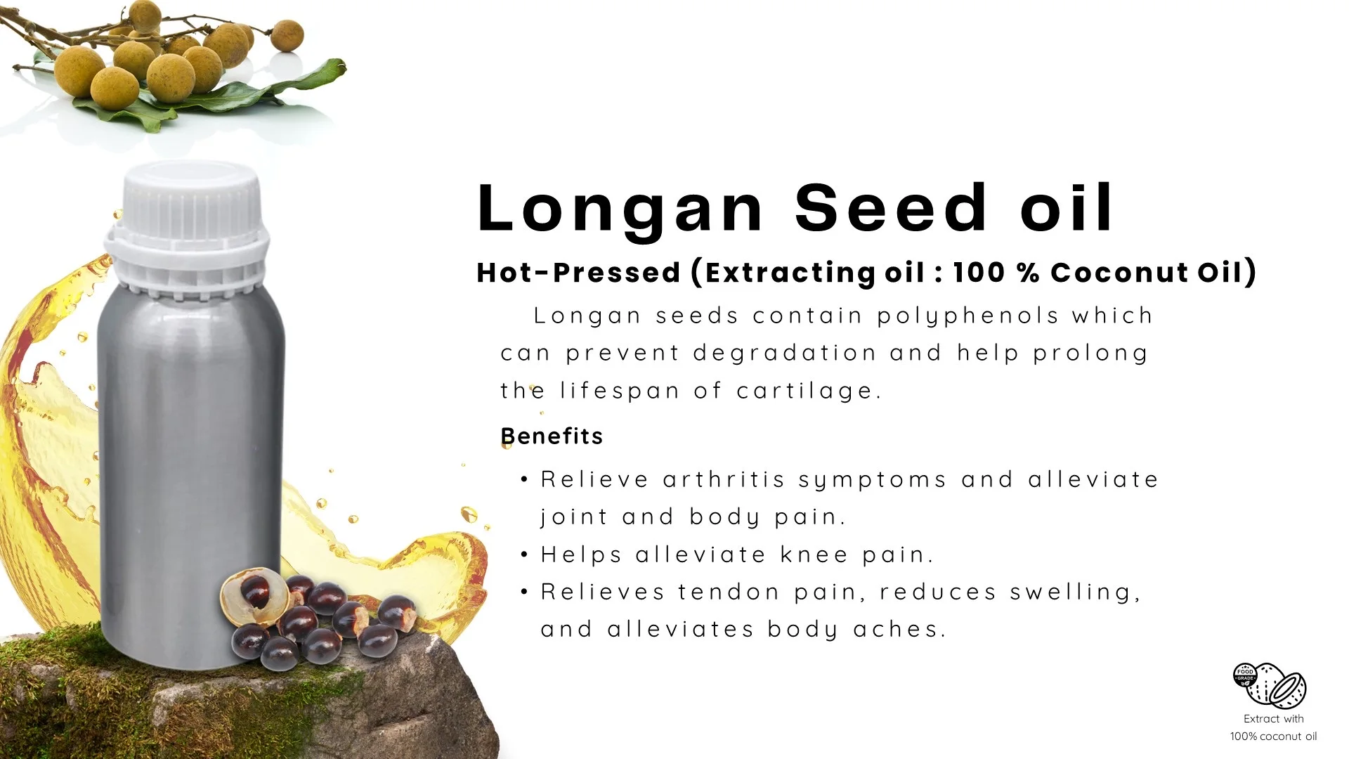 Longan Seeds Oil 5000ml (Premium Grade) From Thailand Hot-Pressed Bulk Sale Cosmetic Base Oil