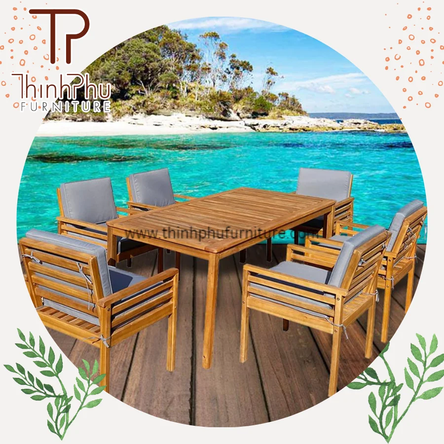 Modern Dining Set 6 Dining Chairs - Wood Modern Luxury Vietnam Supplier Furture Outdoor Outdoor Furniture Contemporary 6 Seater