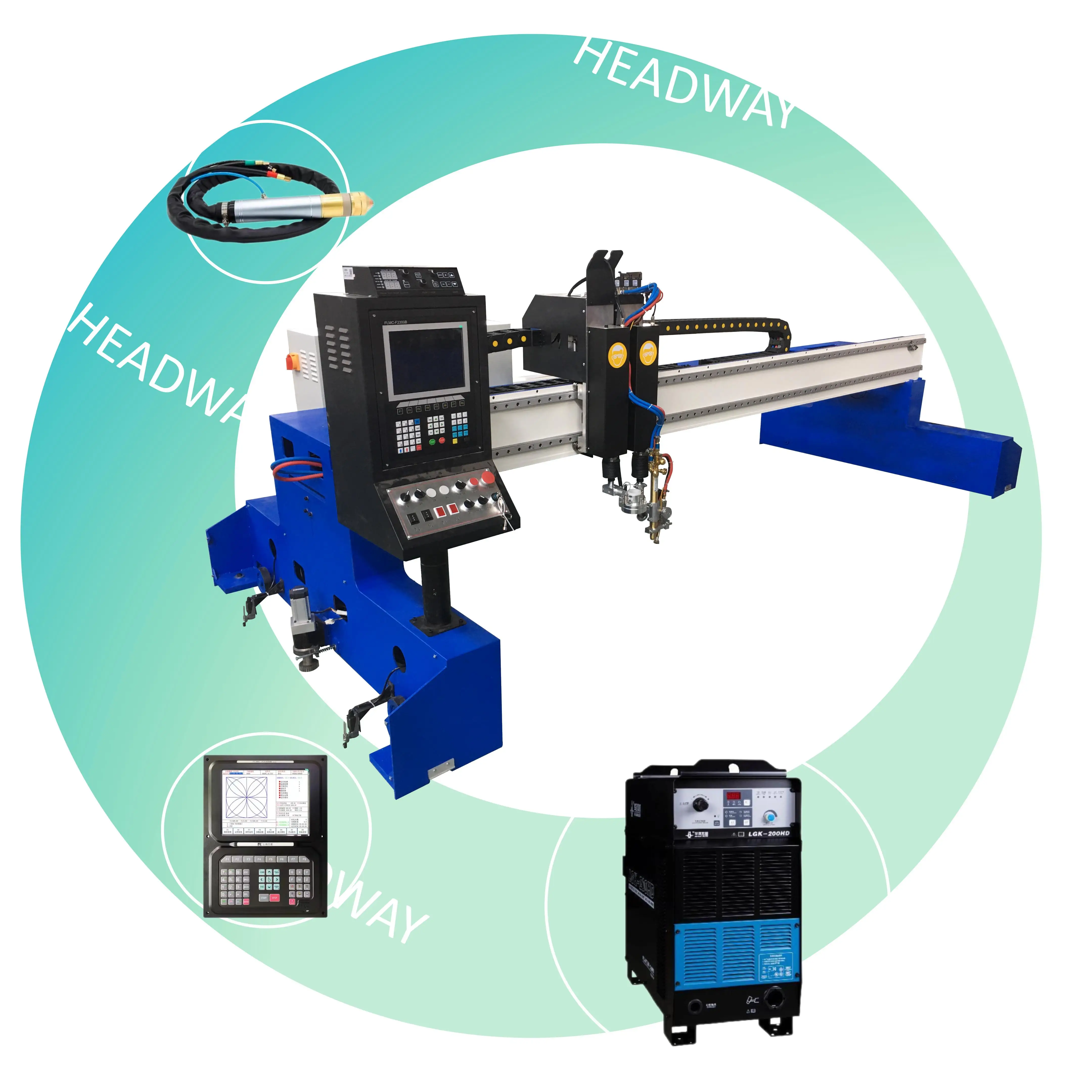 Gantry plasma cutting machine plasma and flame cutting servo 750W motor reducer 10 inch large screen control system