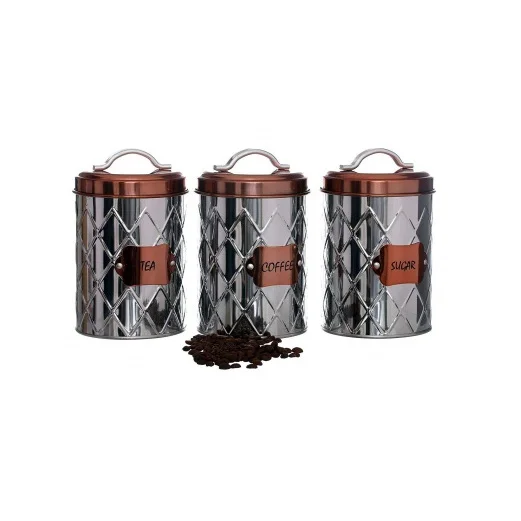 Most Selling Product  Metal Canister Sugar Pot Unique Style  Salt Storage Canister Set of 3 For Wholesale Supplier From India