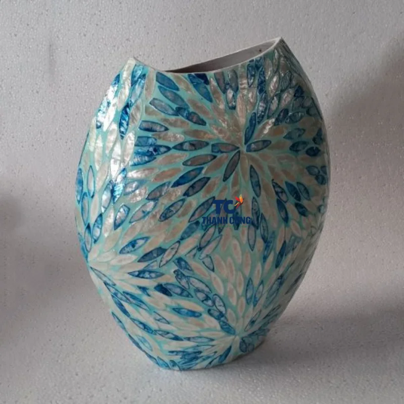 2023 High quality Mother of pearl Vase Capiz Shell Ramadan for home decor MOP vase for display Vietnamese manufacturer