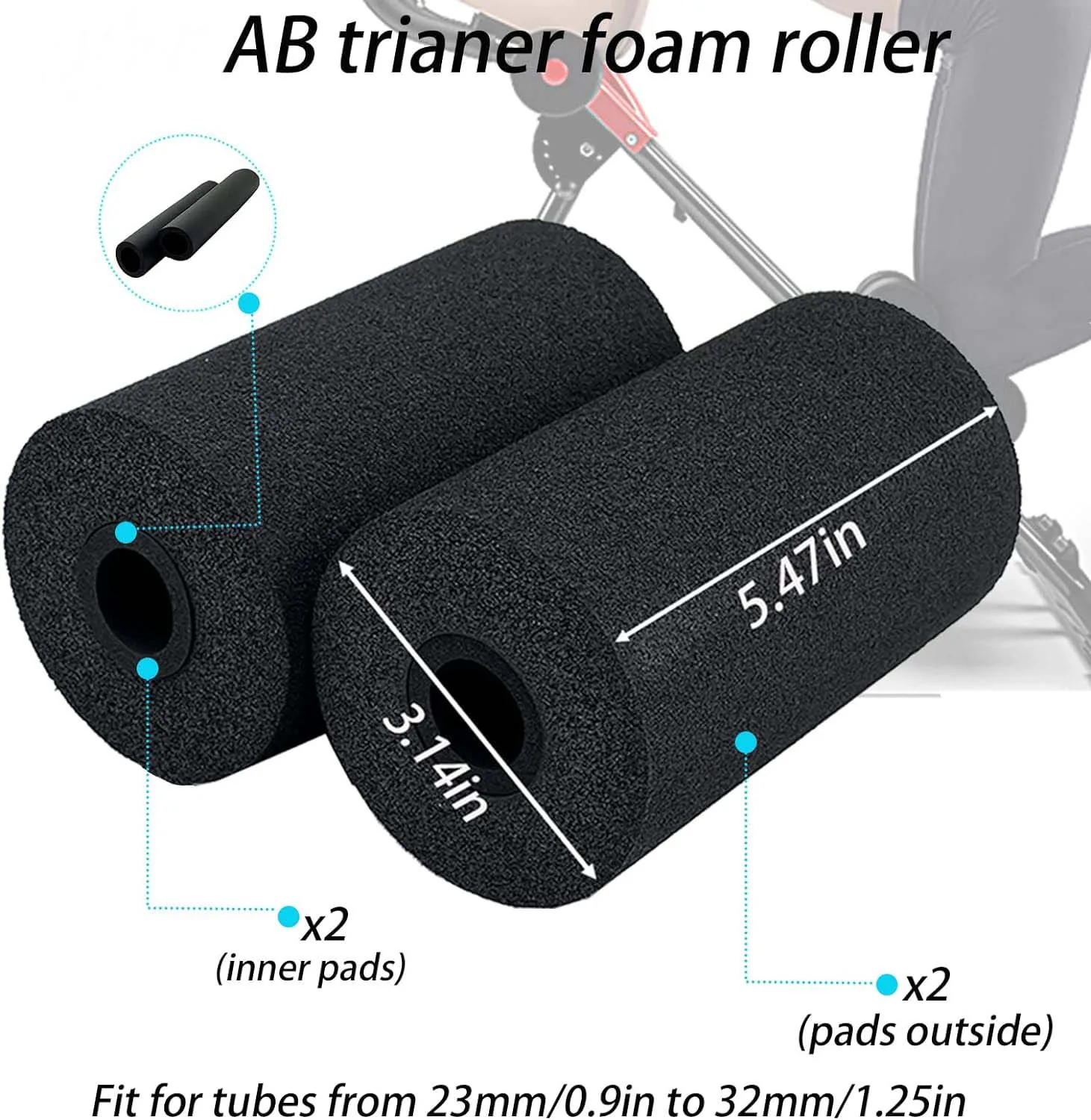 Foot Foam Pads Rollers, Machine tube leg foam roller Pad for Weight Bench, Inversion Table and gym exercise equipments