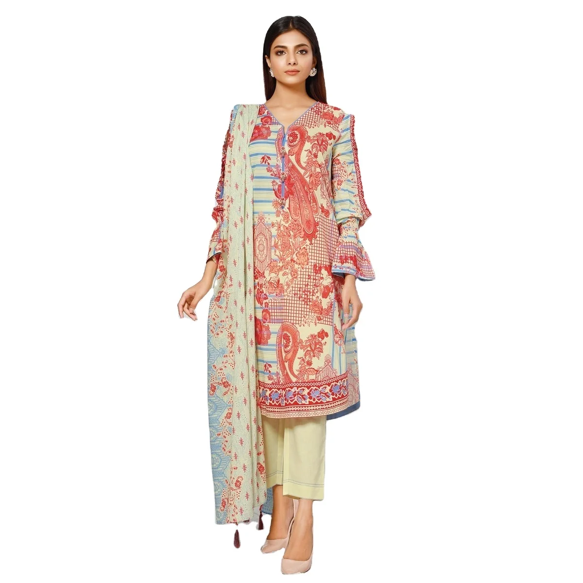 Custom made wholesale latest winter casual three piece women shalwar kameez best stitching Quality