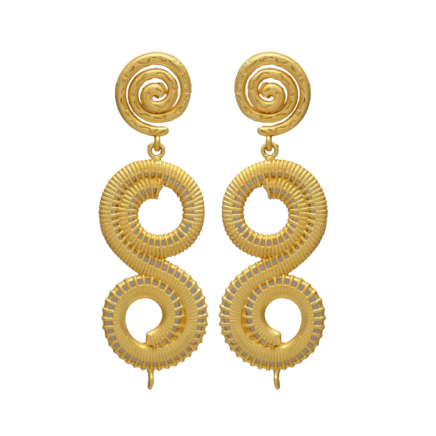 Gold plated Wire Wonders: Artistic Earrings with Stunning Stone Accents earrings unique design spiral design earrings