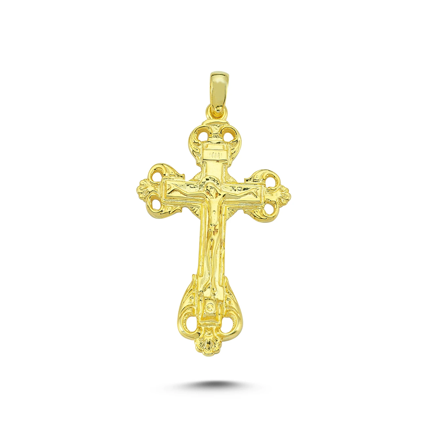 Crucifix Cross Jesus Charm Necklace Real 9K 14K 18K 22K Solid Gold Necklace Wholesale Jewellery Christian Pendant
